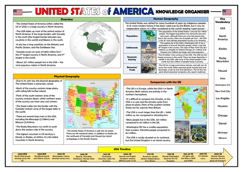 United States of America Knowledge Organiser - KS2 Geography Place Knowledge!