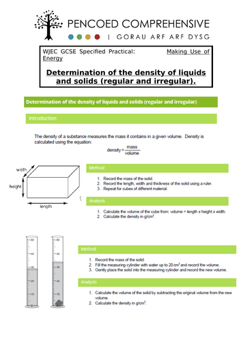 WJEC Specified practicals - Density