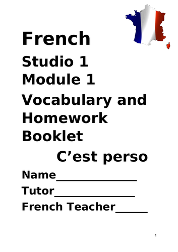 Studio 1 Vocabulary and homework booklet Module 1