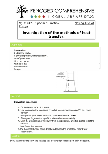 WJEC Specified Practicals - Heat Transfers