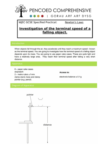 WJEC Specified Practical - Newton's laws (cake cases)