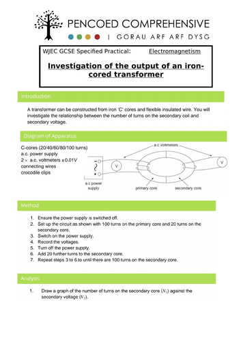 WJEC Specified Practical - Transformers