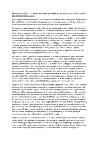 Chapter 2 Commentary The Great Gatsby: Advanced – GZVZU