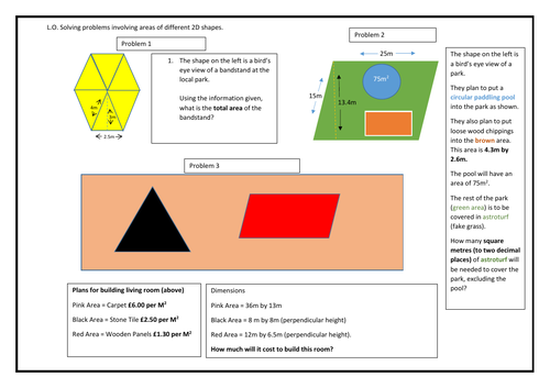 Year 6 - Area of rectangles, triangles and parallelograms for Greater Depth Year 6 II:The Sequel
