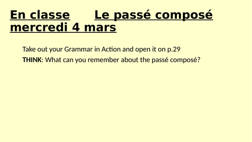 Passé Composé - Introduction
