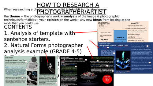 Photographer Research Examples