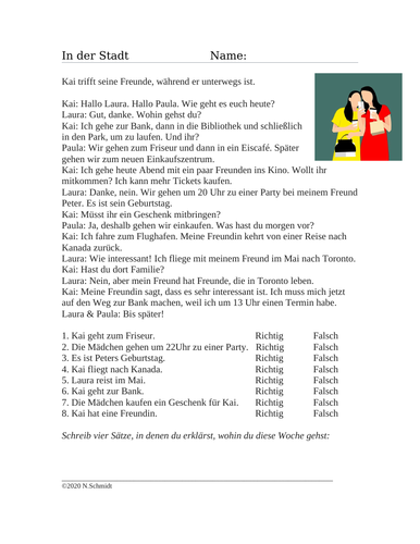 German Preposition Review: In the City Reading | In der Stadt (Präpositionen)