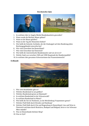 Quiz on German-speaking world
