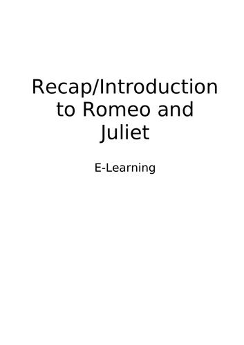 KS3/4 - Intro to Romeo and Juliet - Distance