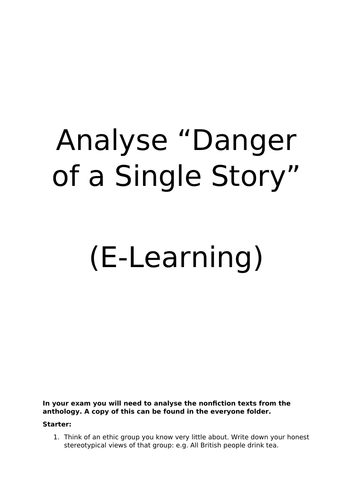 KS3/4 - Article analysis - Distance learning