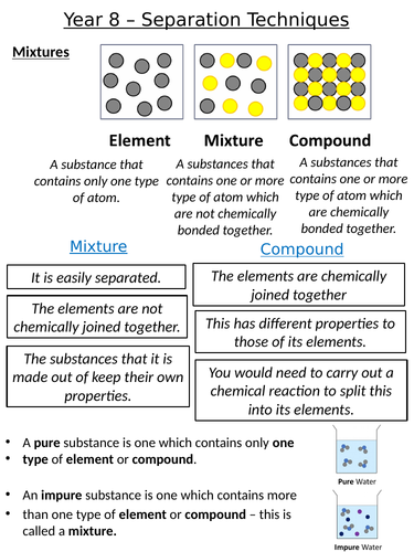 Home Learning Pack ~ KS3 ~ Year 8 ~ Separation Techniques
