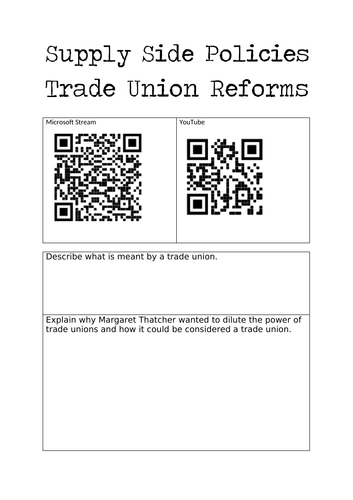 Supply Side Policy - Trade Union Reform