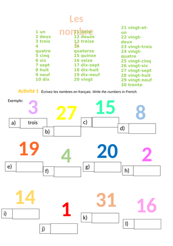 Numbers in French