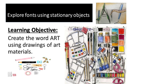Draw the word art using stationary objects