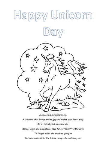 unicorn day colouring in