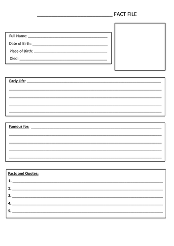 Fact File Template Free
