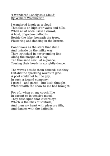 Poetry Questions: 'Daffodils'