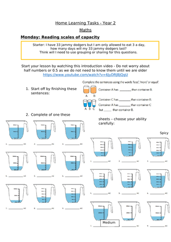 Year 2 Home Learning Pack Maths 2