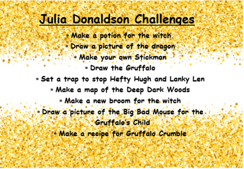 Tradition Tales and Julia Donaldson  activity sheets