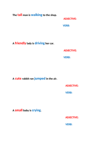 Recognise Adjective & Verb