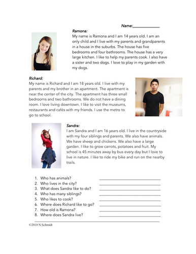 Where I Live English Easy Reading: Suburbs / City / Rural (ESL / EFL / ELL )