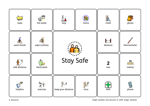 Covid-19 text and symbols vocabulary