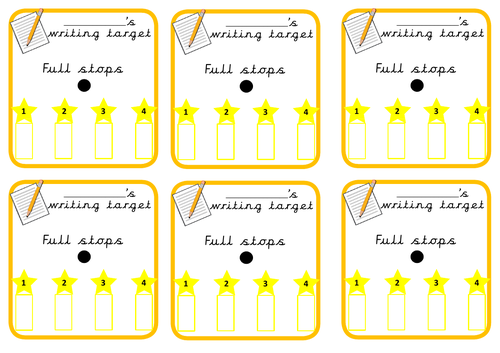 KS1 Sticky notes writing targets