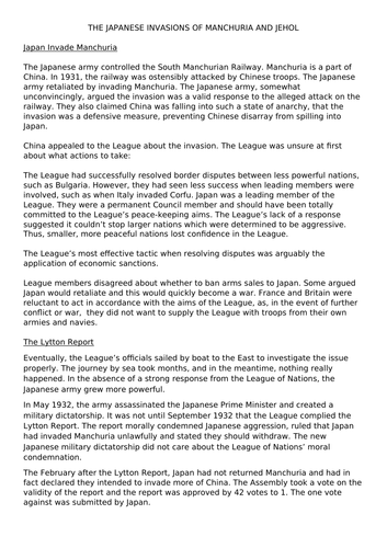 Manchurian Crisis: Overview and Exam Practice