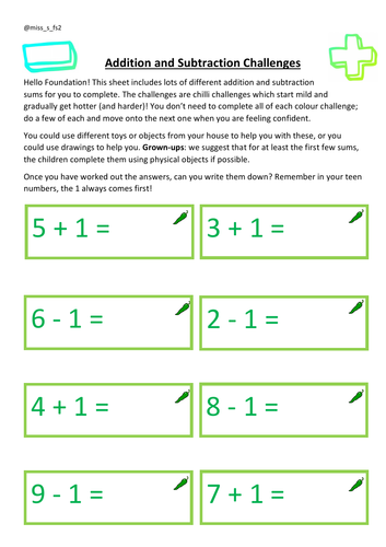 EYFS Addition and Subtraction Home Learning