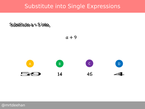 Substitute into Single Expressions Diagnostic Questions