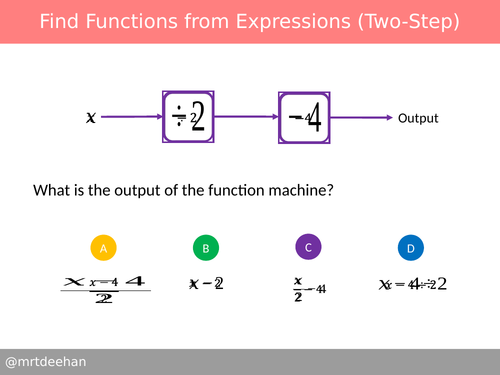 Find Functions from Expressions (Two-Step) Diagnostic Questions
