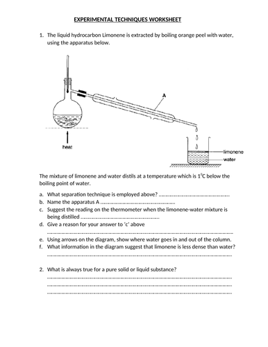 EXPERIMENTAL TECHNIQUES WORKSHEET AND ANSWER