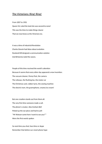 A performance poem about Victorian inventions