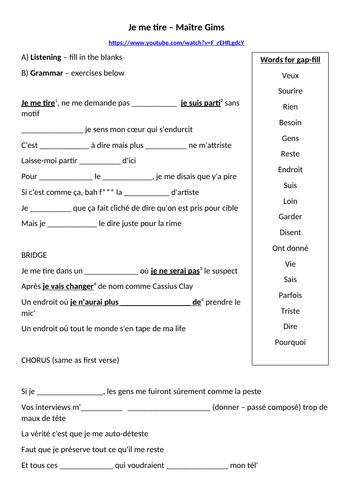 Je me tire - Maître Gims - lesson