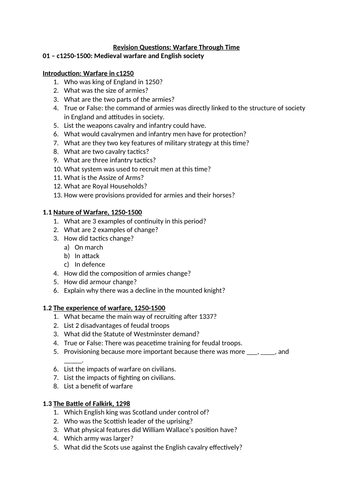 Warfare Through Time Revision - c1250-1500 (GCSE Edexcel)