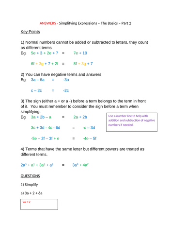 Simplifying Algebraic Expressions - The Basics - Part 2