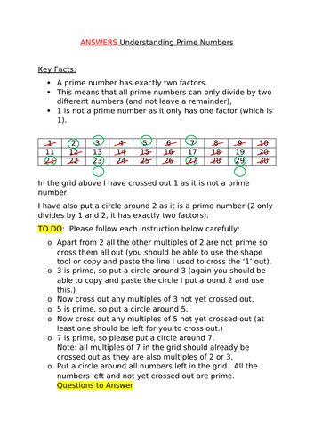 Understanding and Discovering Prime Numbers - Independent Learning