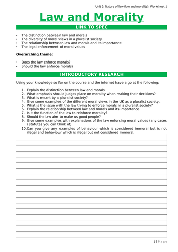 OCR LAW 2017 Spec. Unit 3 – Law and Morality
