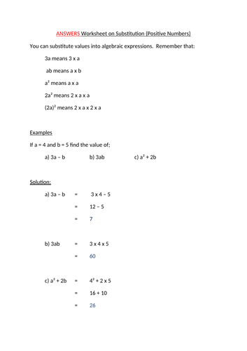 Substitution - Key Points, Questions and Examples