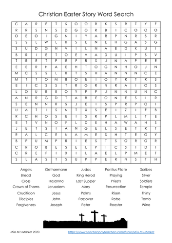 Christian Easter Story Word Search