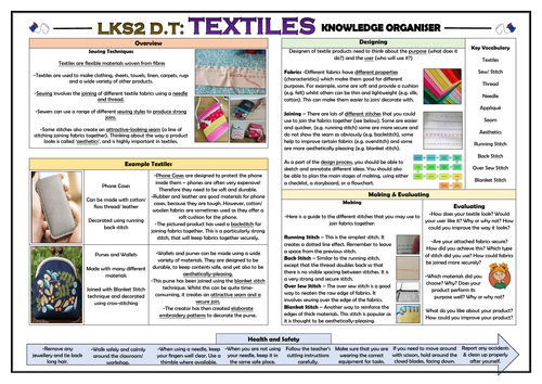 DT: Textiles - Sewing Techniques - Lower KS2 Knowledge Organiser ...