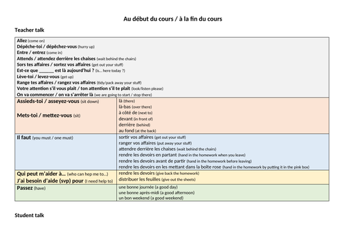 Sentence builder classroom routines