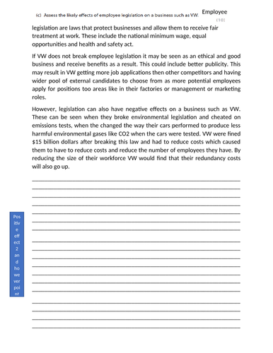 Business A Level Legislation Whole Topic Resources