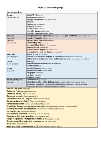 Sentence builders - more classroom language | Teaching Resources