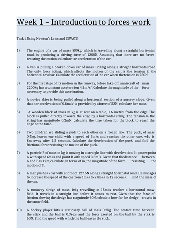 A- Level Mechanics Edexcel - Forces, Newton's Laws, F = ma, resolving forces