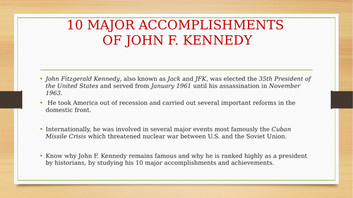 what did john f kennedy accomplish during his presidency