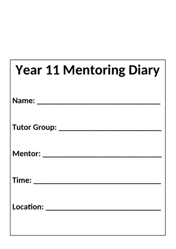 Year 11 Mentoring Diary