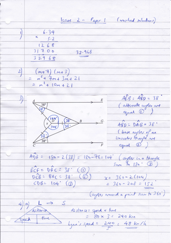 Edexcel GCSE Maths Spec Issue 2 worked solutions