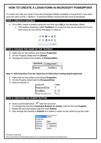 Microsoft PowerPoint - Login form using VBA