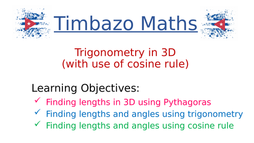 Trigonometry in 3D including sine and cosine rules